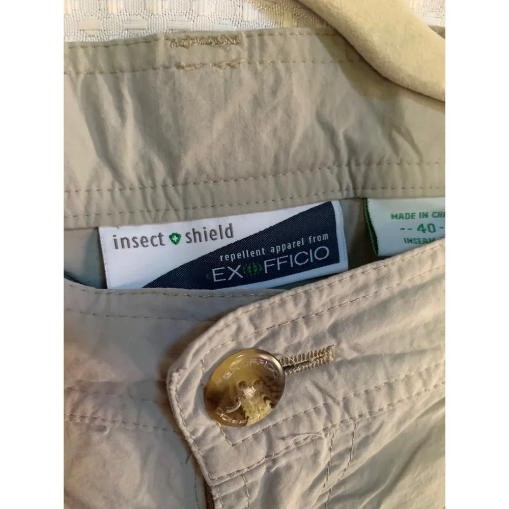 ExOfficio Insect Shield Convertible Hiking Pants Mens‎ 40x30 Khaki Tan Zip Off